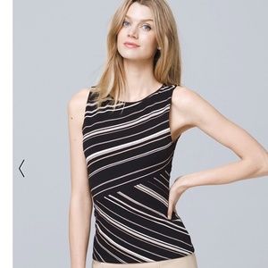 ✅ REDUCED⚡️EUC White House Black Market Sleeveless Stripe Bodice Top - Size Sm